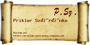 Prikler Szörénke névjegykártya